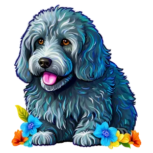 Labradoodle And Flowers Png Tlp PNG Image