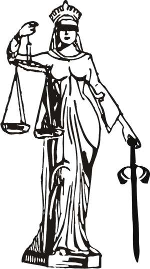 Lady Justice Statue Silhouette PNG Image