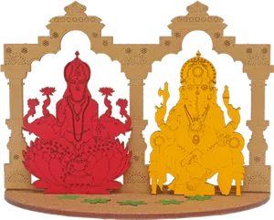 Lakshmiand Ganesha Cutout Artwork PNG Image