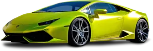 Lamborghini Huracan E V O Yellow Side View PNG Image