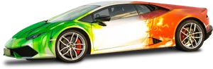 Lamborghini Huracan Greento Orange Gradient PNG Image