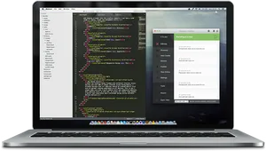 Laptop Displaying Codeand Project Management Tool PNG Image