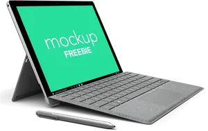 Laptop Mockupwith Digital Pen PNG Image