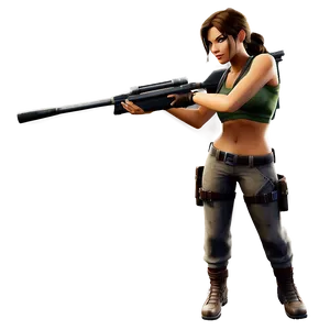 Lara Croft Fortnite Sniper Pose Png Idj25 PNG Image