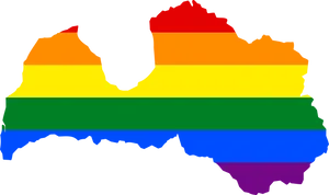 Latvia Outline Rainbow Colors PNG Image