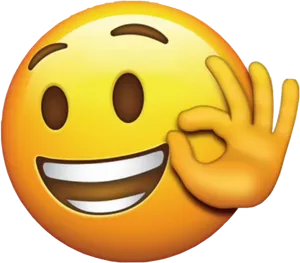 Laughing Emoji With Hand Gesture PNG Image