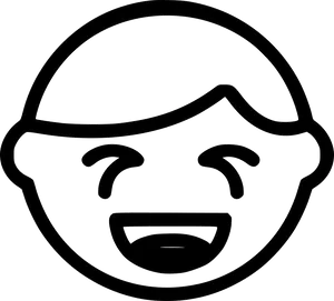 Laughing Face Emoji Line Art PNG Image