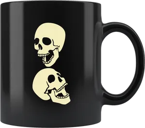 Laughing Skulls Black Mug PNG Image