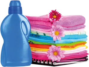 Laundry Detergentand Colorful Towels PNG Image