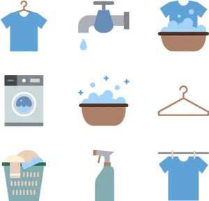 Laundry Process Icons Set PNG Image