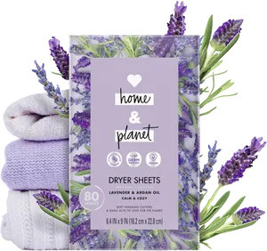 Lavender Argan Dryer Sheets Packaging PNG Image