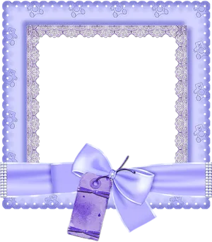 Lavender Framewith Bowand Tag PNG Image