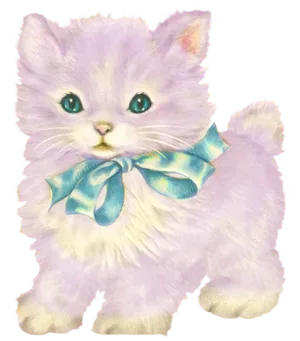 Lavender Kitten Blue Bow PNG Image