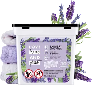 Lavender Laundry Pods Product Presentation PNG Image