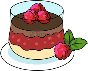 Layered Raspberry Mousse Cake Illustration PNG Image