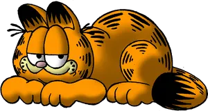 Lazy Orange Cartoon Cat PNG Image