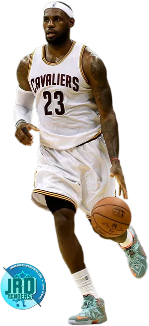 Le Bron Cavaliers Dribbling Action PNG Image