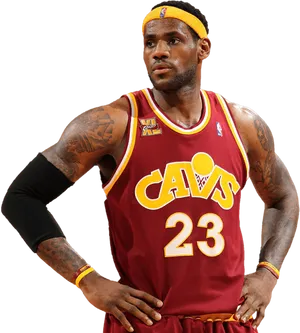 Le Bron Cavaliers23 Jersey Pose PNG Image