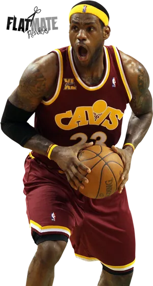 Le Bron James Cleveland Cavaliers Action Shot PNG Image