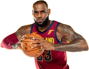 Le Bron James Cleveland Cavaliers Basketball Pose PNG Image