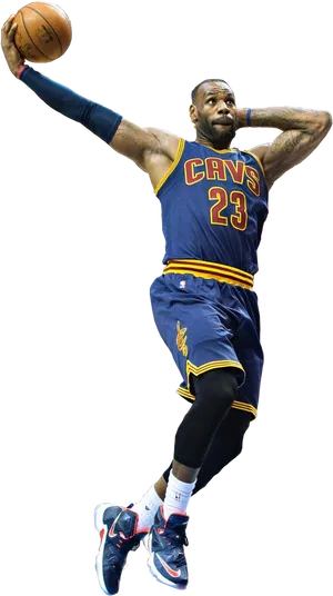 Le Bron James Cleveland Cavaliers Dunk Action PNG Image