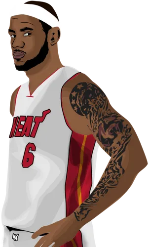 Le Bron James Heat Illustration PNG Image