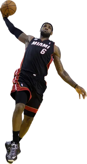 Le Bron James Miami Heat Dunk Action PNG Image