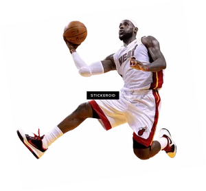 Le Bron James Miami Heat Dunk Action PNG Image