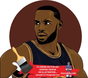 Le Bron James Vector Illustration Artwork PNG Image