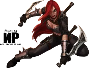 Leagueof Legends Katarina Action Pose PNG Image