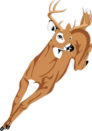 Leaping Brown Deer Cartoon PNG Image