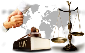 Legal Handshakeand Justice Symbols PNG Image