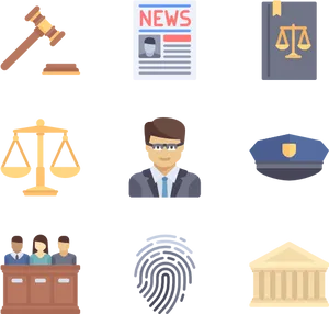 Legal System Icons Set PNG Image