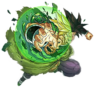 Legendary Super Saiyan Broly Emerging From Energy Barrier PNG Image