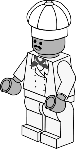 Lego Chef Figure Blackand White PNG Image