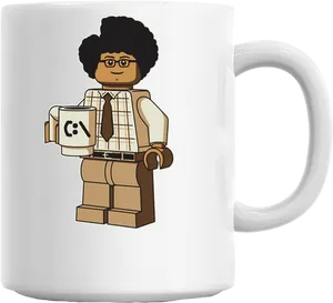 Lego Figurewith Mug Printed Cup PNG Image