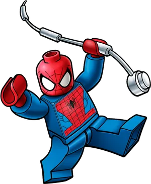 Lego Spiderman Swinging Action PNG Image