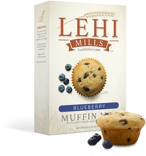 Lehi Mills Blueberry Muffin Mix Box PNG Image