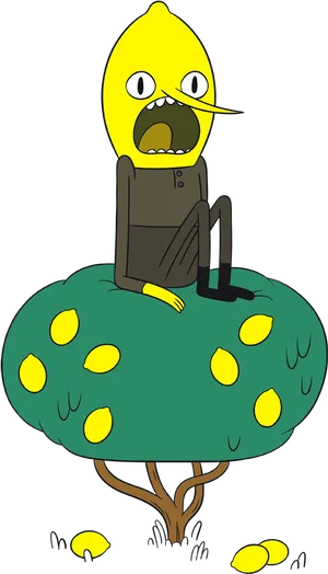 Lemon Head Character On Mushroom PNG Image