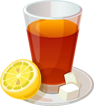 Lemon Teawith Sugar Cubes PNG Image