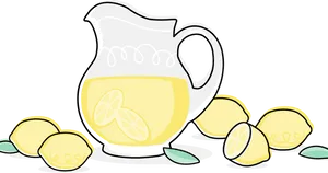 Lemonade Pitcherand Lemons PNG Image