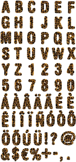 Leopard Print Alphabetand Numbers PNG Image