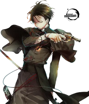 Levi Ackerman Action Pose PNG Image