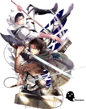 Levi Ackerman Action Pose PNG Image