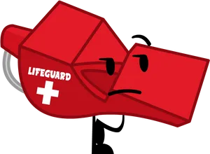 Lifeguard Whistle Cartoon Character PNG Image