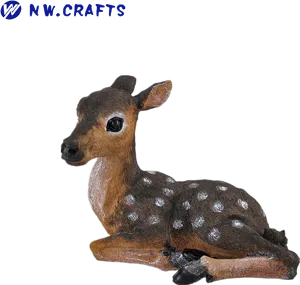 Lifelike Fawn Figurine PNG Image