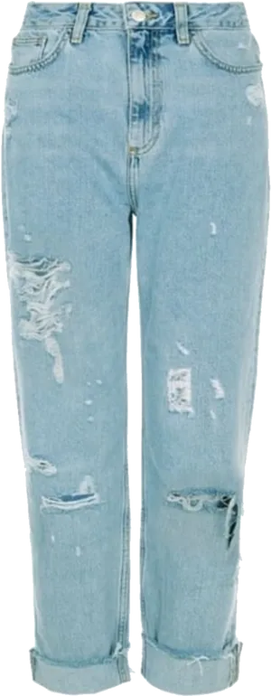 Light Wash Distressed Jeans PNG Image