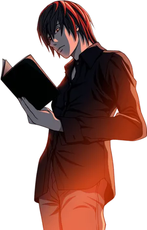 Light Yagami Holding Death Note PNG Image