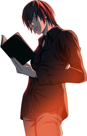 Light Yagami Holding Death Note PNG Image