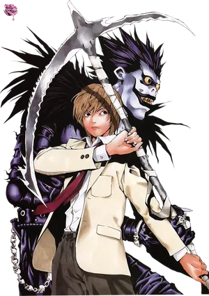 Lightand Ryuk Death Note Artwork PNG Image